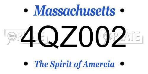 4QZ002 Massachusetts License Plate