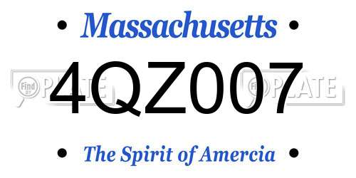 4QZ007 Massachusetts License Plate