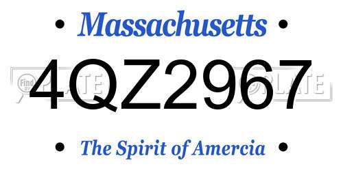 4QZ2967 Massachusetts License Plate