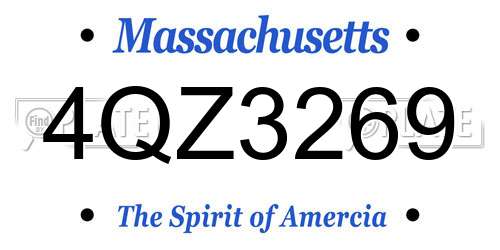 4QZ3269 Massachusetts License Plate