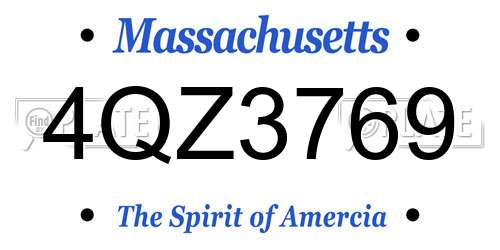 4QZ3769 Massachusetts License Plate