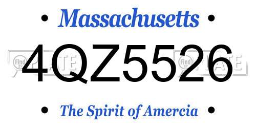 4QZ5526 Massachusetts License Plate