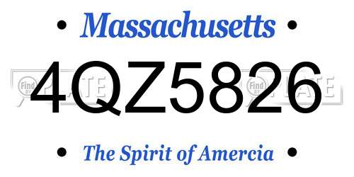 4QZ5826 Massachusetts License Plate