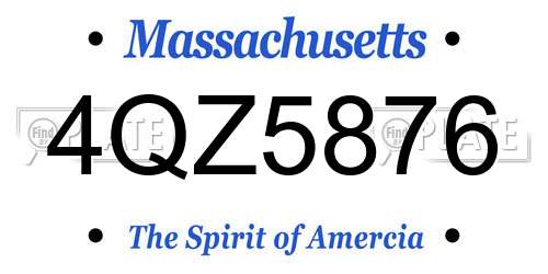 4QZ5876 Massachusetts License Plate