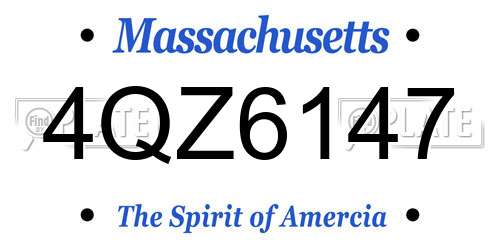 4QZ6147 Massachusetts License Plate