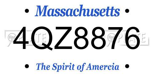4QZ8876 Massachusetts License Plate