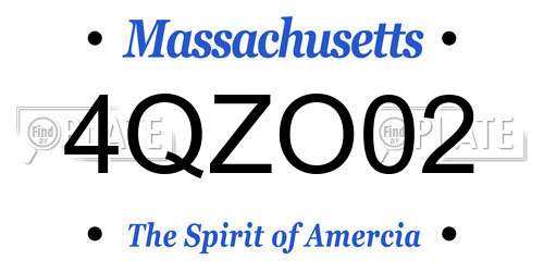 4QZO02 Massachusetts License Plate