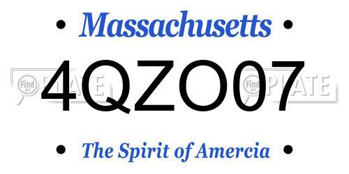 4QZO07 Massachusetts License Plate