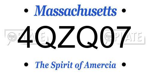 4QZQ07 Massachusetts License Plate