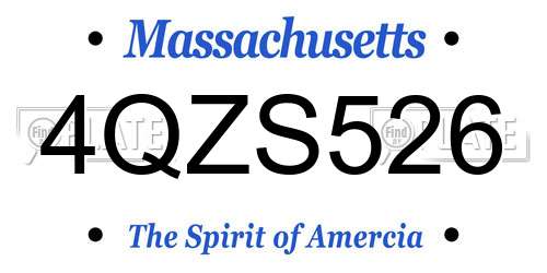 4QZS526 Massachusetts License Plate