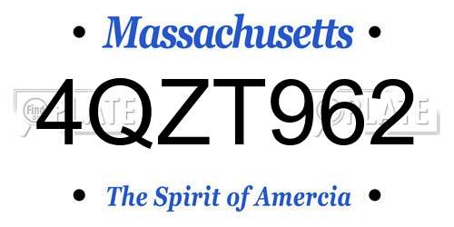 4QZT962 Massachusetts License Plate