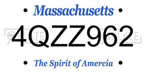 4QZZ962 Massachusetts License Plate