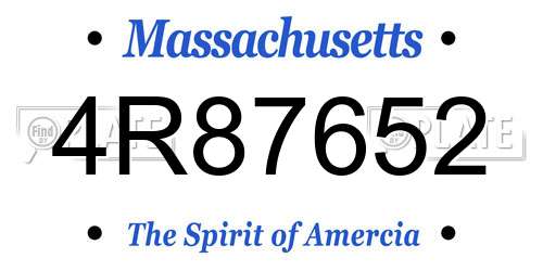 4R87652 Massachusetts License Plate