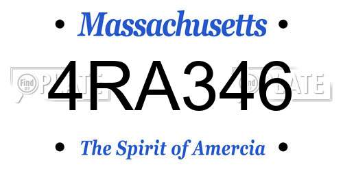 4RA346 Massachusetts License Plate