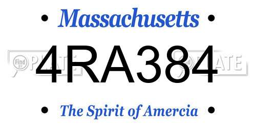 4RA384 Massachusetts License Plate