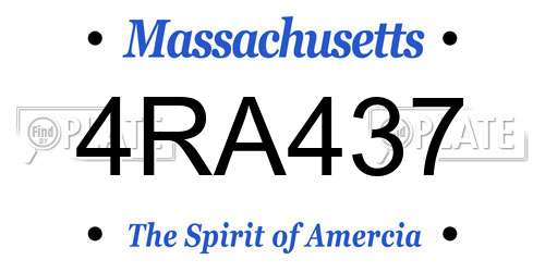 4RA437 Massachusetts License Plate