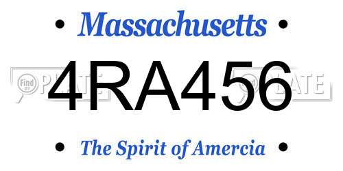 4RA456 Massachusetts License Plate