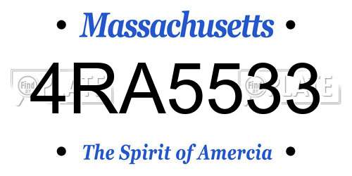 4RA5533 Massachusetts License Plate