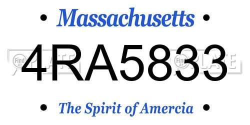 4RA5833 Massachusetts License Plate