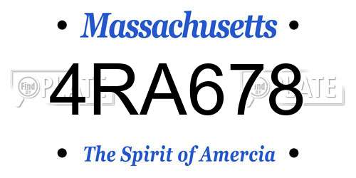 4RA678 Massachusetts License Plate