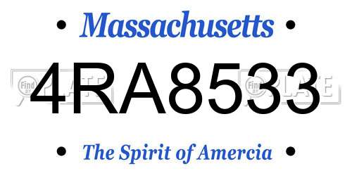 4RA8533 Massachusetts License Plate