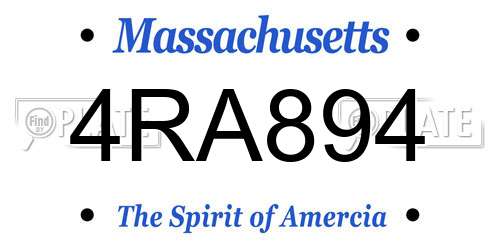 4RA894 Massachusetts License Plate