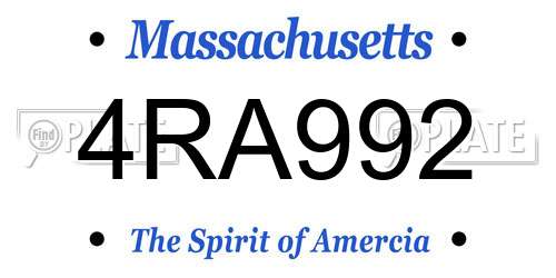 4RA992 Massachusetts License Plate