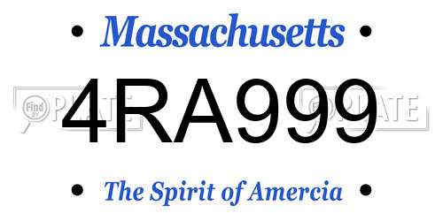 4RA999 Massachusetts License Plate