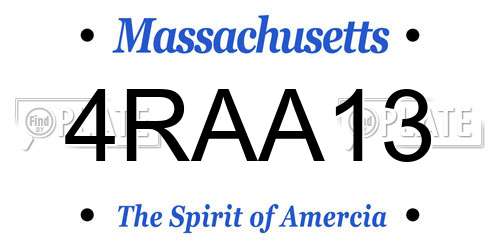 4RAA13 Massachusetts License Plate