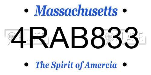 4RAB833 Massachusetts License Plate