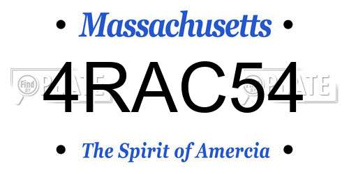 4RAC54 Massachusetts License Plate