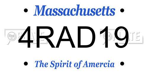 4RAD19 Massachusetts License Plate
