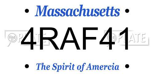 4RAF41 Massachusetts License Plate