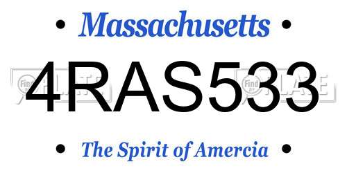 4RAS533 Massachusetts License Plate