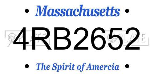 4RB2652 Massachusetts License Plate