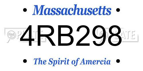 4RB298 Massachusetts License Plate