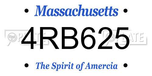4RB625 Massachusetts License Plate