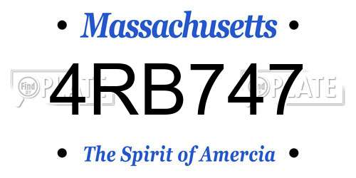 4RB747 Massachusetts License Plate