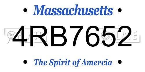 4RB7652 Massachusetts License Plate
