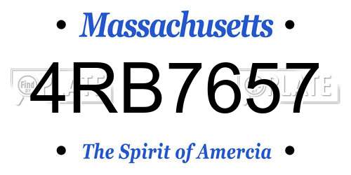 4RB7657 Massachusetts License Plate