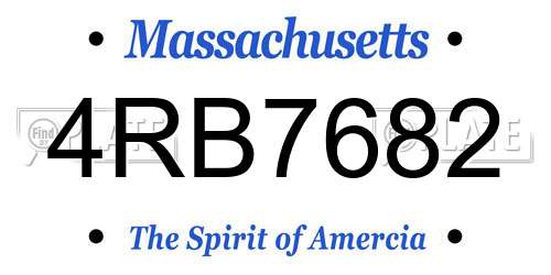 4RB7682 Massachusetts License Plate