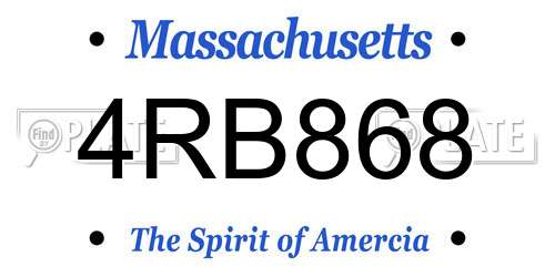 4RB868 Massachusetts License Plate