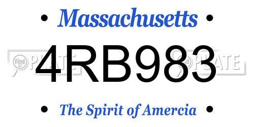 4RB983 Massachusetts License Plate