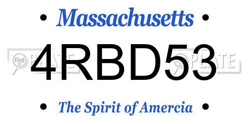 4RBD53 Massachusetts License Plate