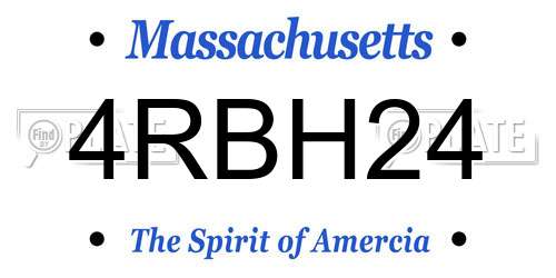 4RBH24 Massachusetts License Plate