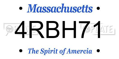4RBH71 Massachusetts License Plate