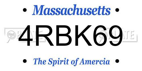 4RBK69 Massachusetts License Plate