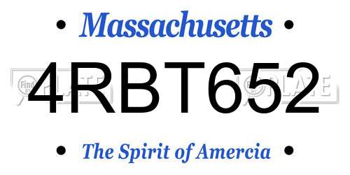 4RBT652 Massachusetts License Plate