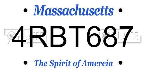 4RBT687 Massachusetts License Plate