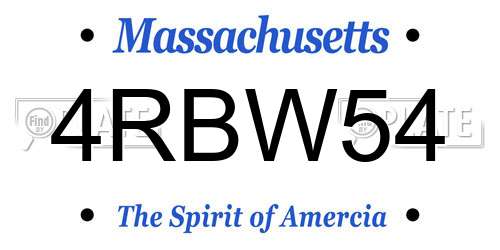 4RBW54 Massachusetts License Plate